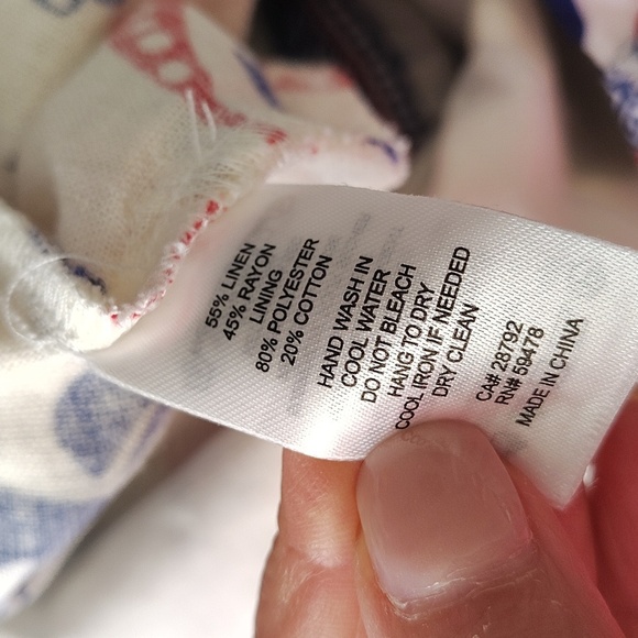 Rachel Zoe Red White Blue Linen Blend Romper Size 8 Button Down Neck Tie - Picture 10 of 10